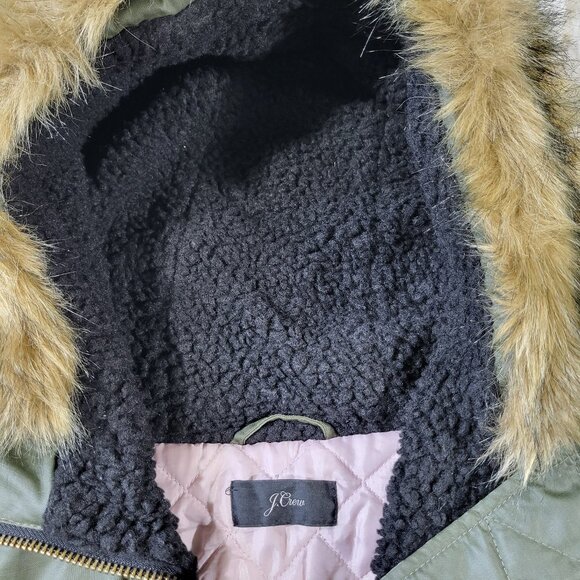 J. Crew Women’s Perfect Parka Army Green Waterproof Hooded Jacket Coat - Picture 6 of 16